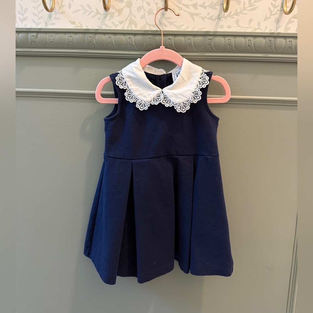 Janie and Jack Navy Dress with White Lace Collar